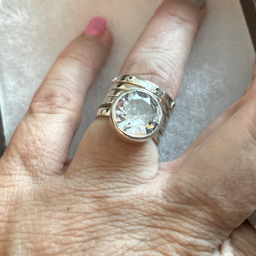 Silpada stacking ring, 5 rings, size 7.  Cubic zirconia and sterling silver.